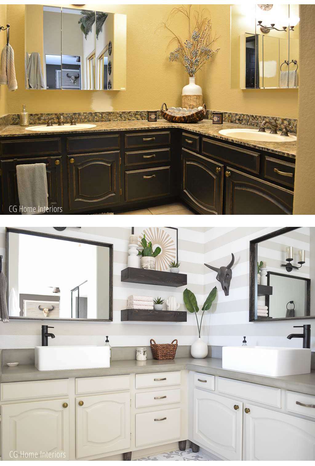 Builder Grade Bathroom Vanity Makeover Before and After