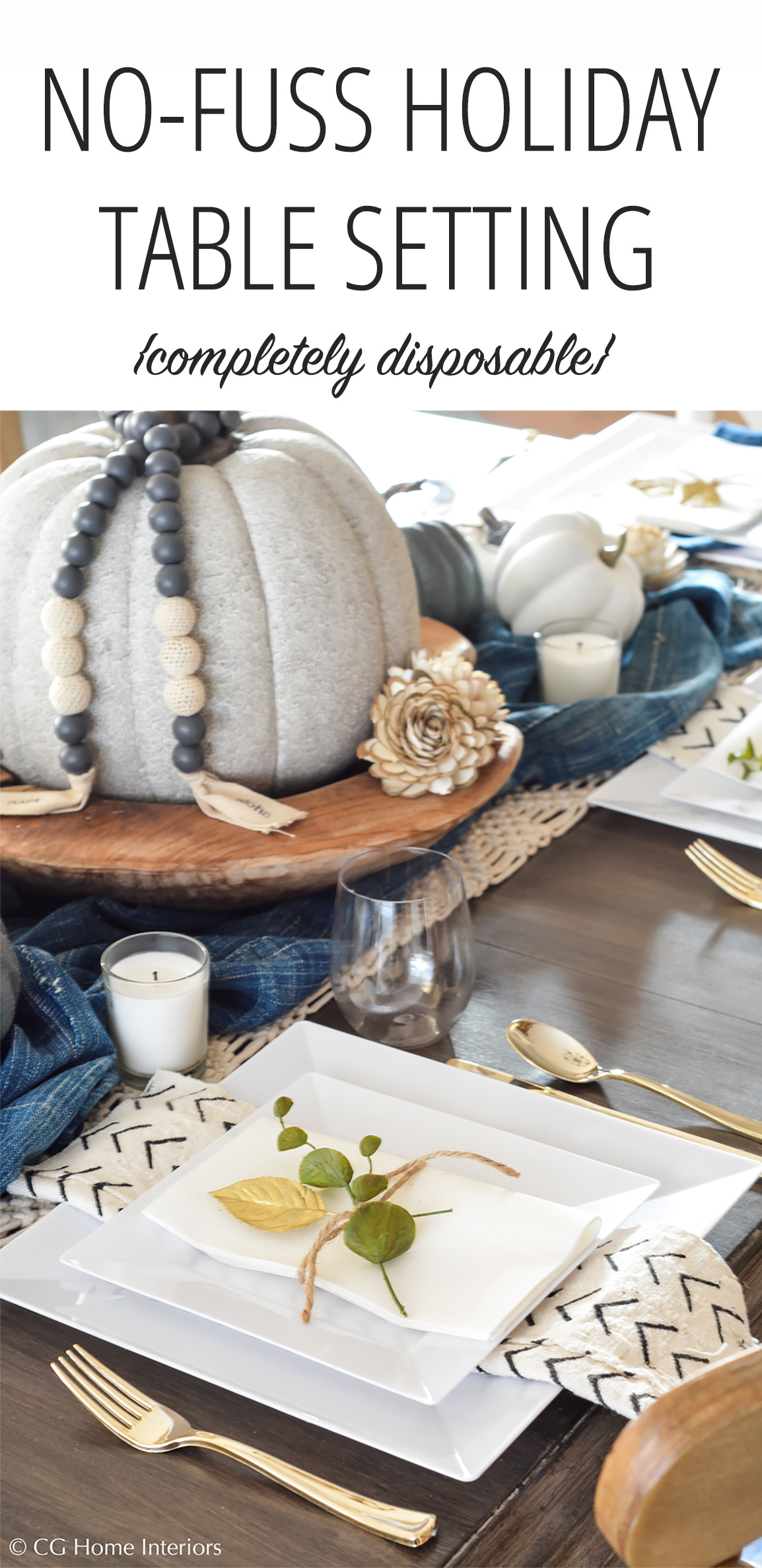 Disposable Holiday Table Setting for Pinterest